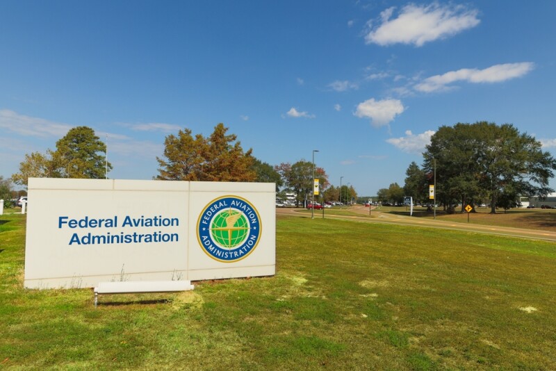 Federal Aviation Administration sign and logo at the FAA office.